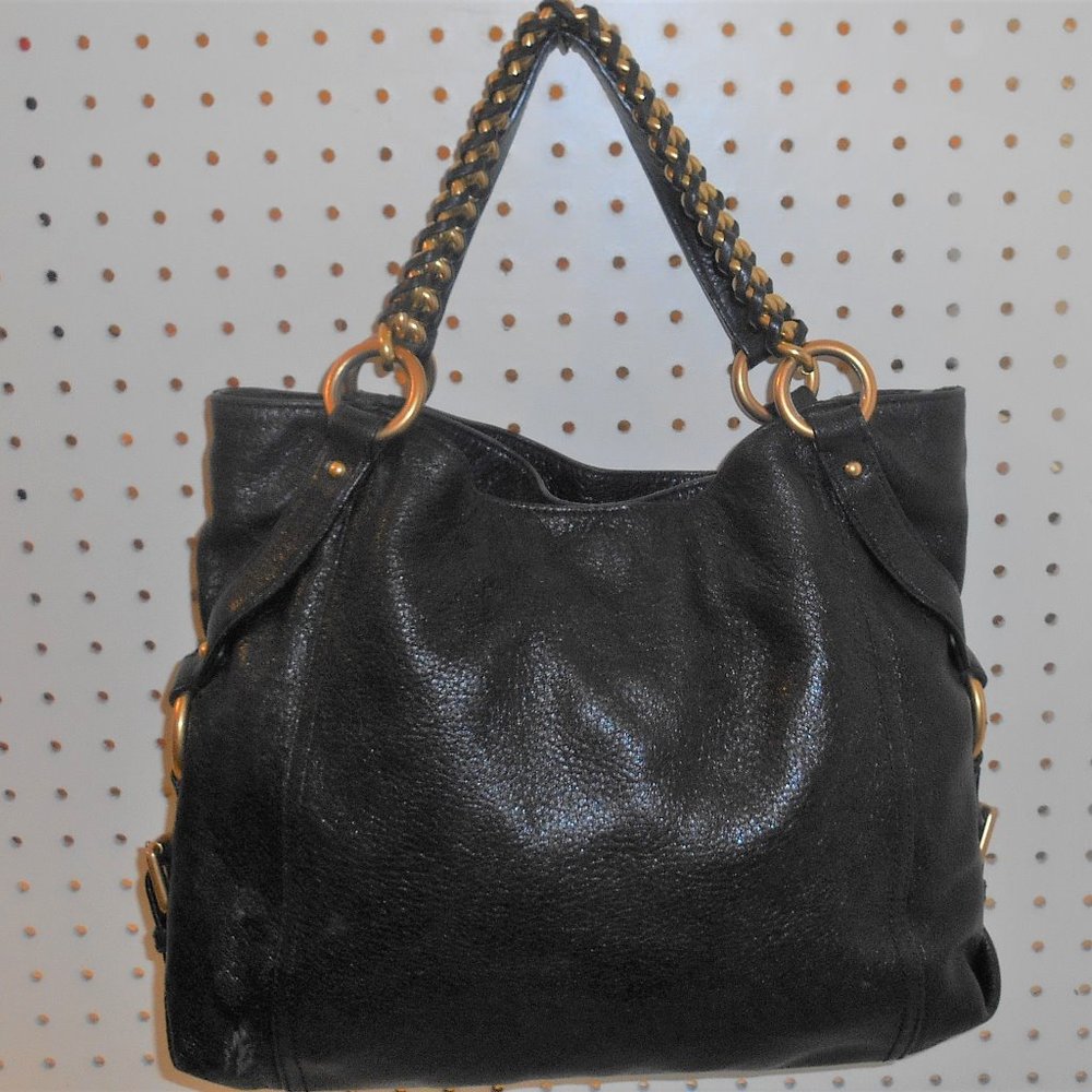 MICHAELS KORS JET SET LG BK LEATHER SHOULDER BAG